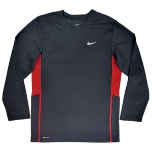 Nike Boy's XL Long Sleeve Dri-Fit Athletic Shirt w/Vented Mesh Sides • Black/Red